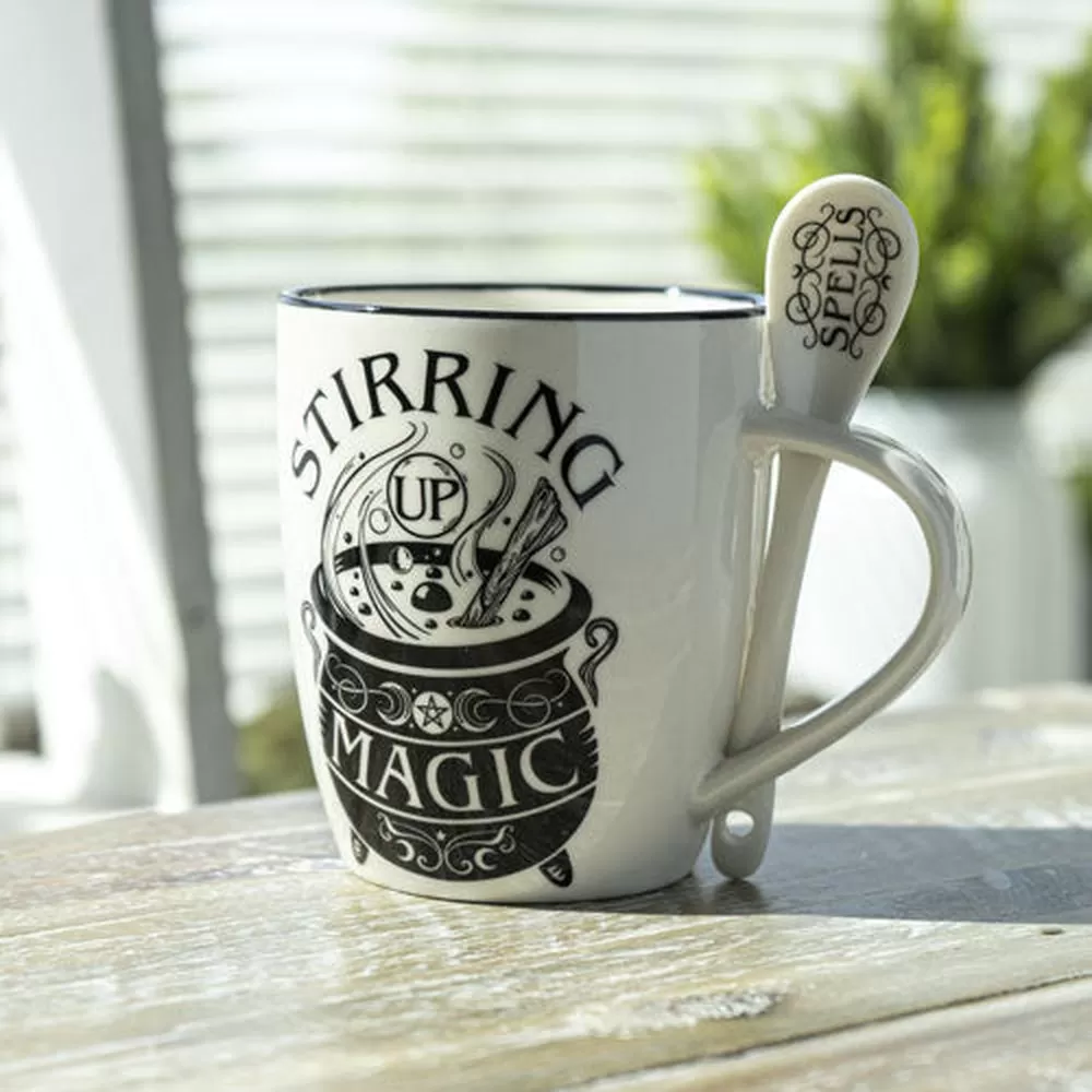 13 oz Ceramic Mug and Spoon Set - Stirring Up Magic