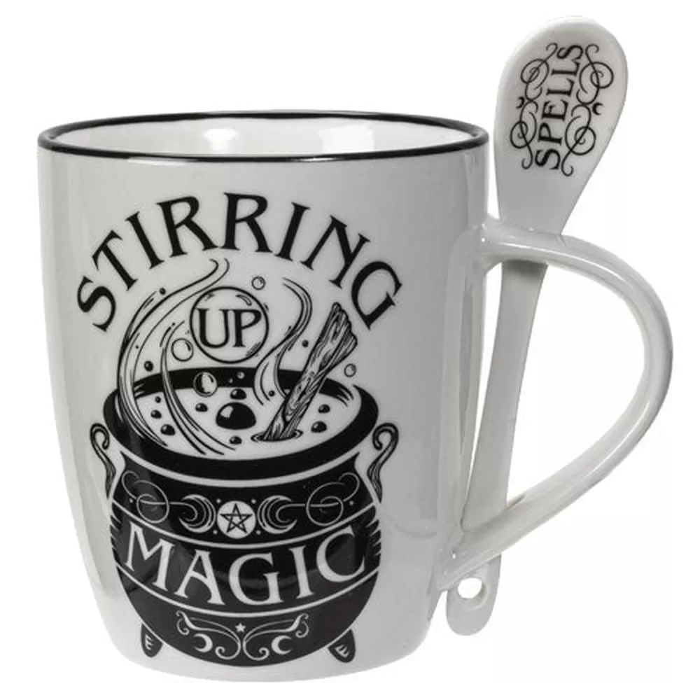 13 oz Ceramic Mug and Spoon Set - Stirring Up Magic