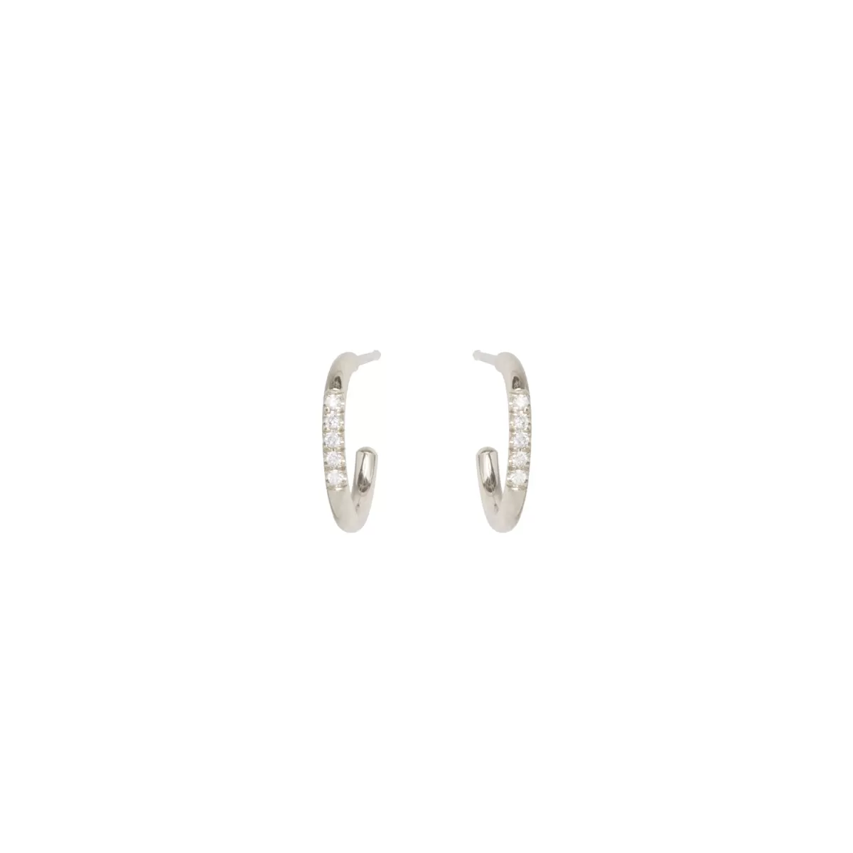 14k 5 Diamond Thick Huggie Hoops