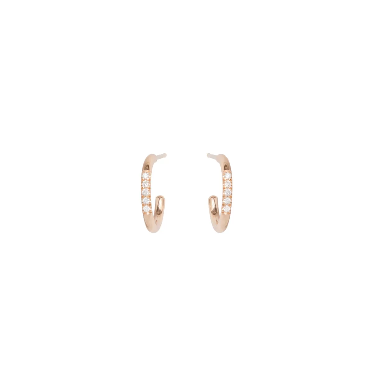 14k 5 Diamond Thick Huggie Hoops