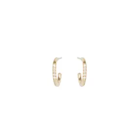 14k 5 Diamond Thick Huggie Hoops