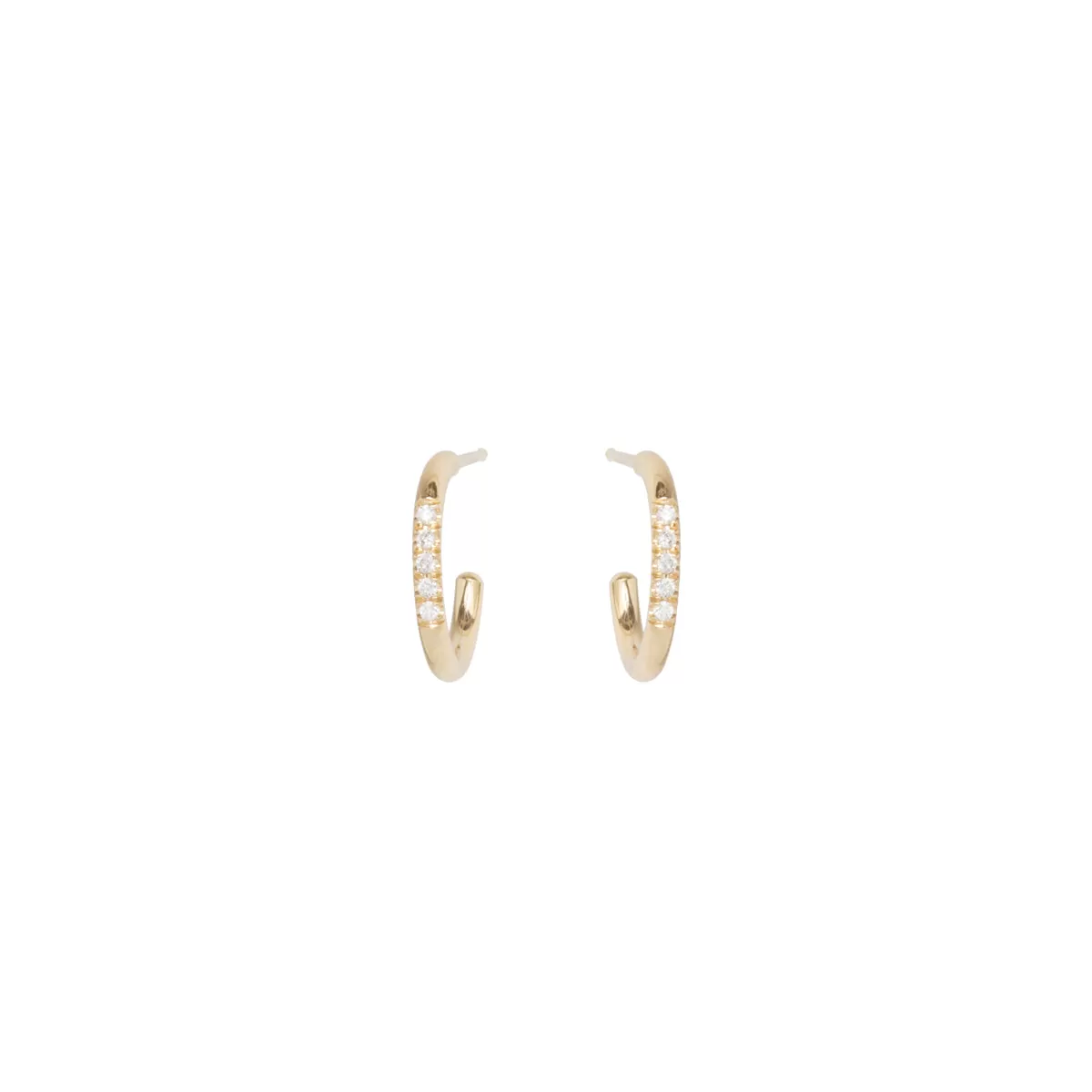 14k 5 Diamond Thick Huggie Hoops