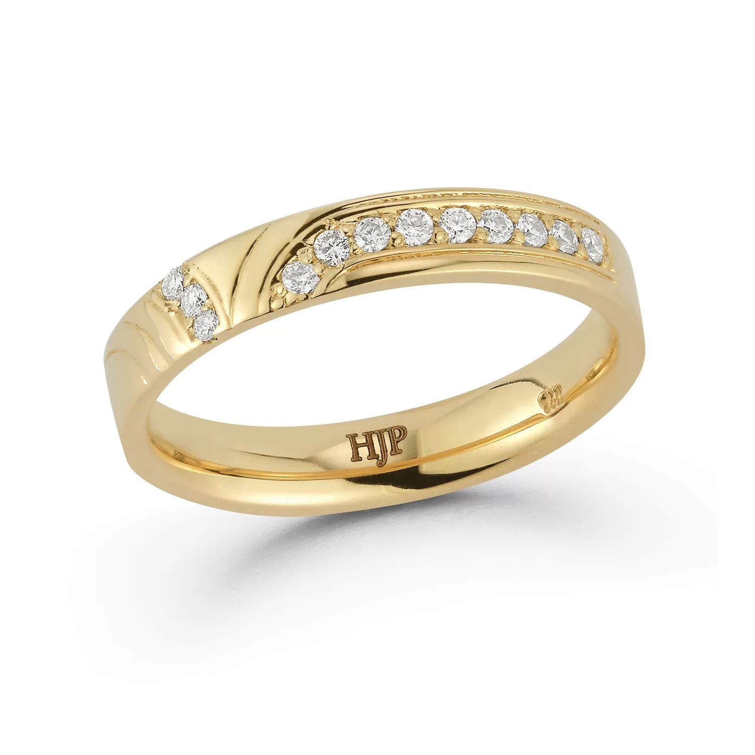 14k Yellow Gold Techno Diamond Comfort Fit Ring Band