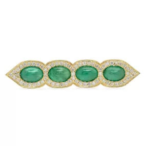 18K YG Emerald Deco Diamond Ring