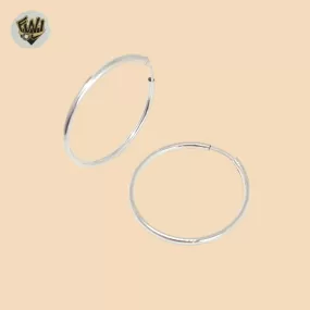 (2-4013) 925 Sterling Silver - Plain Round Hoops.