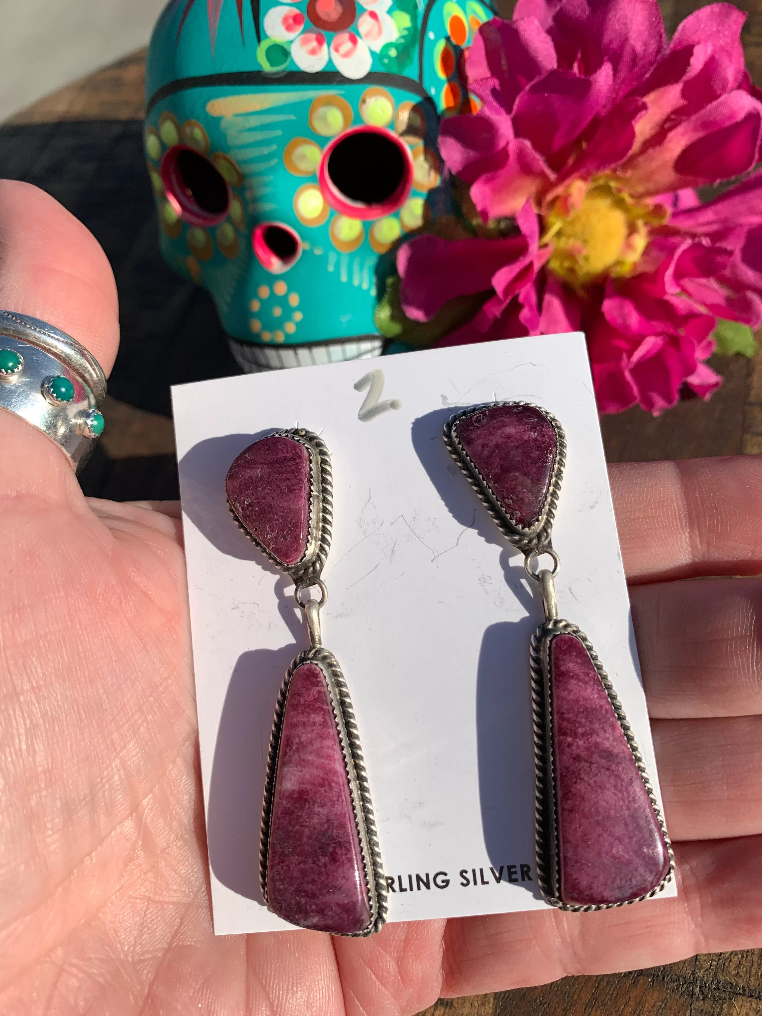 2 Stone Purple Spiny Earrings #2