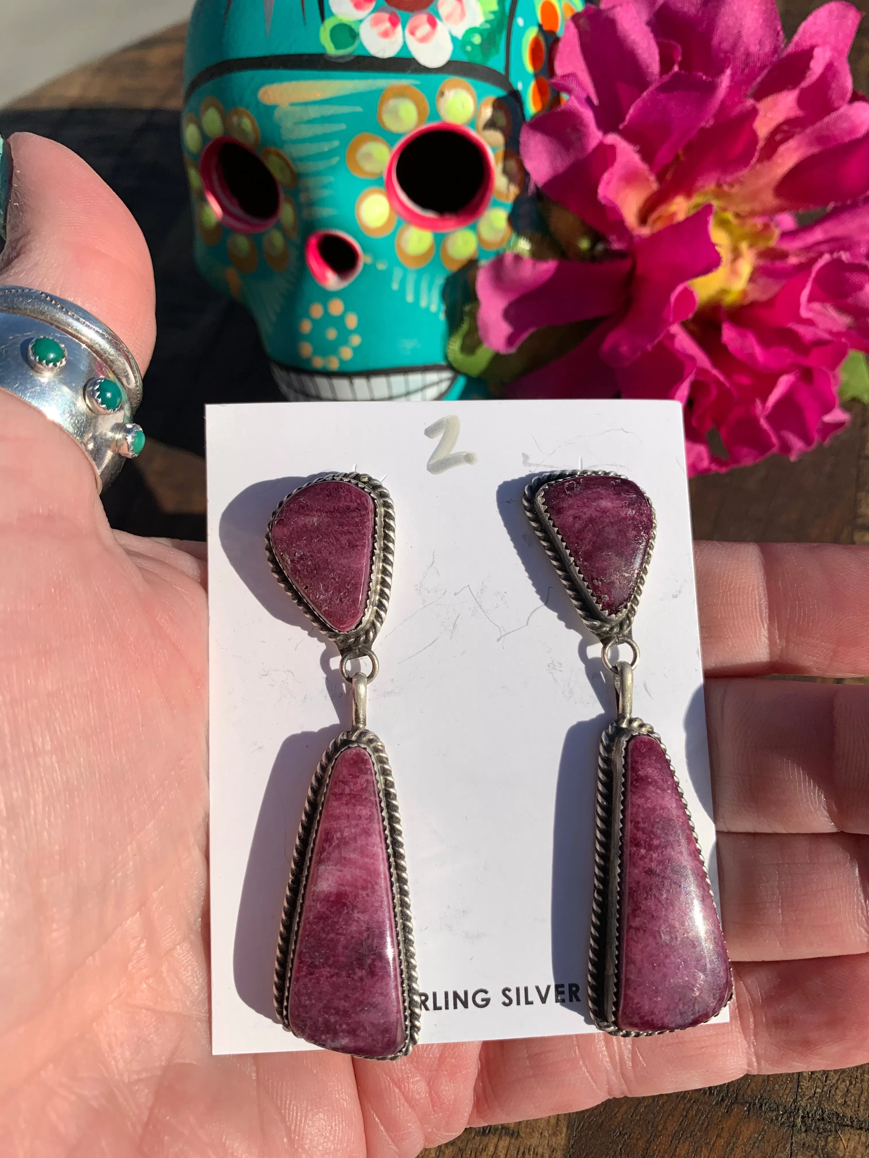 2 Stone Purple Spiny Earrings #2