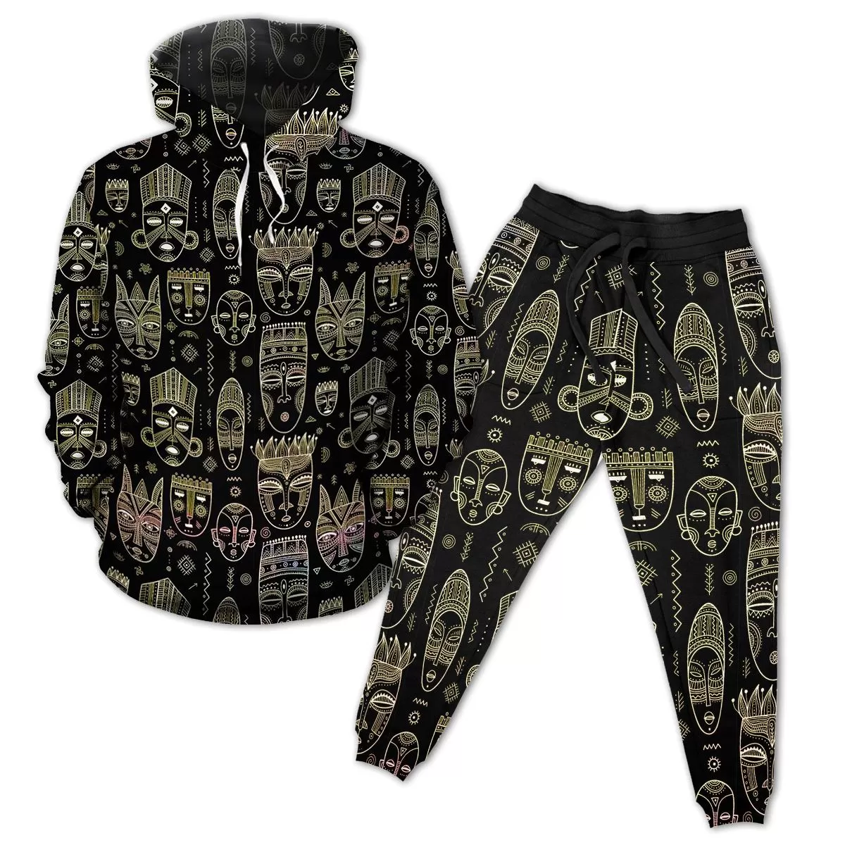 African Mask All-over Hoodie And Joggers Set