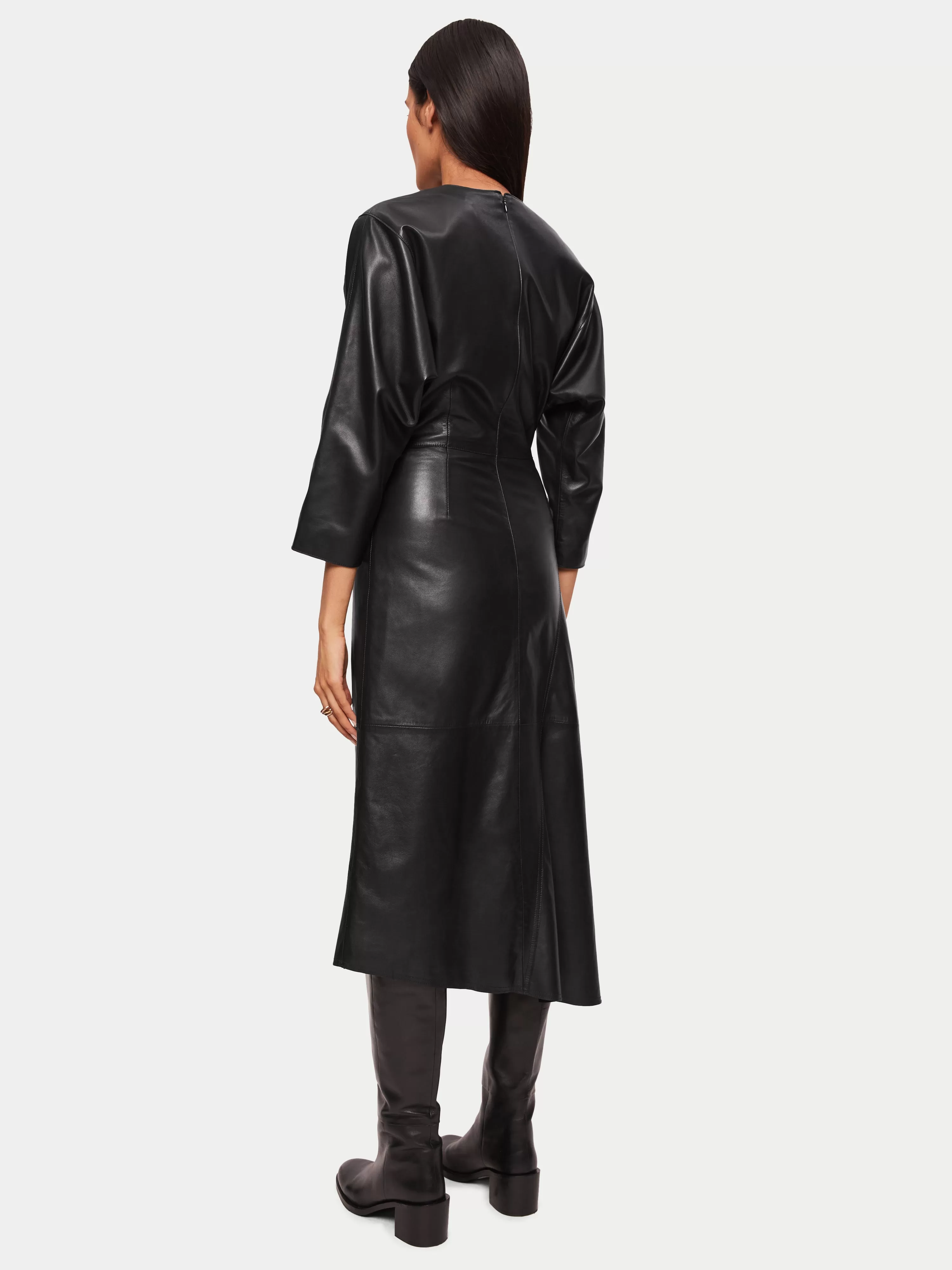 Asymmetric Leather Dress | Black