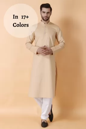 Beige Jam Cotton Kurta Pajama