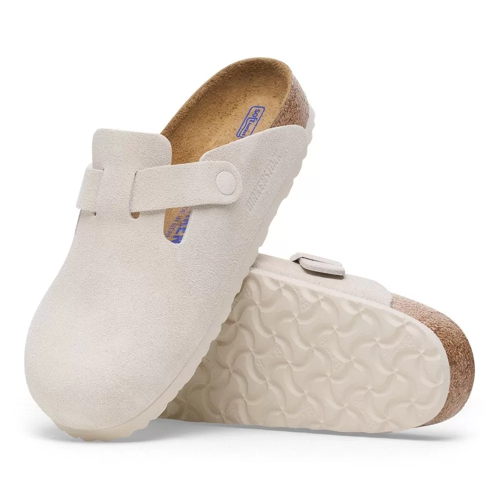 Birkenstock Women's Boston Soft Footbed - Antique White Suede