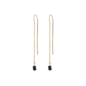 Black Spinel Threader Earrings