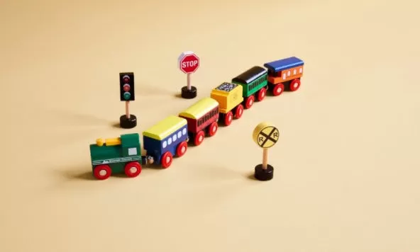 Boxed Wood Train Set