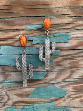 Cactus Post earrings in Orange Spiny