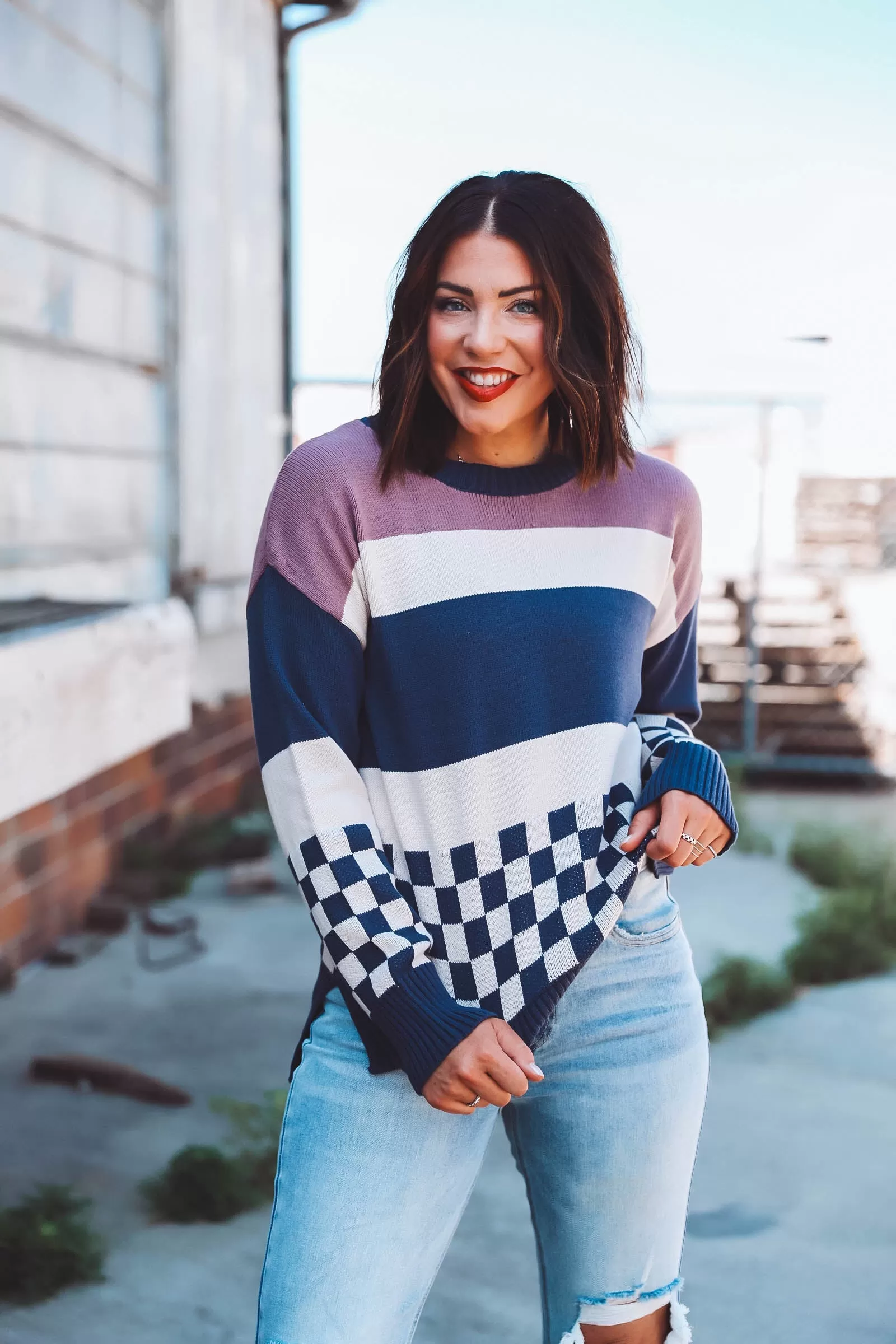 Carissa Sweater-Purple/Blue