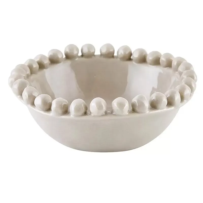 Ceramic Beaded Bowl in Gray