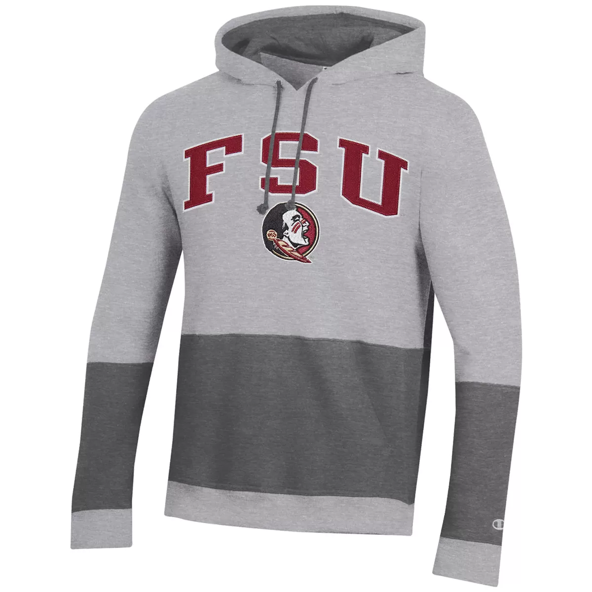 Champion Adult/Unisex FSU Seminole Logo Superfan Big Stripe Hood - Grey/Granite