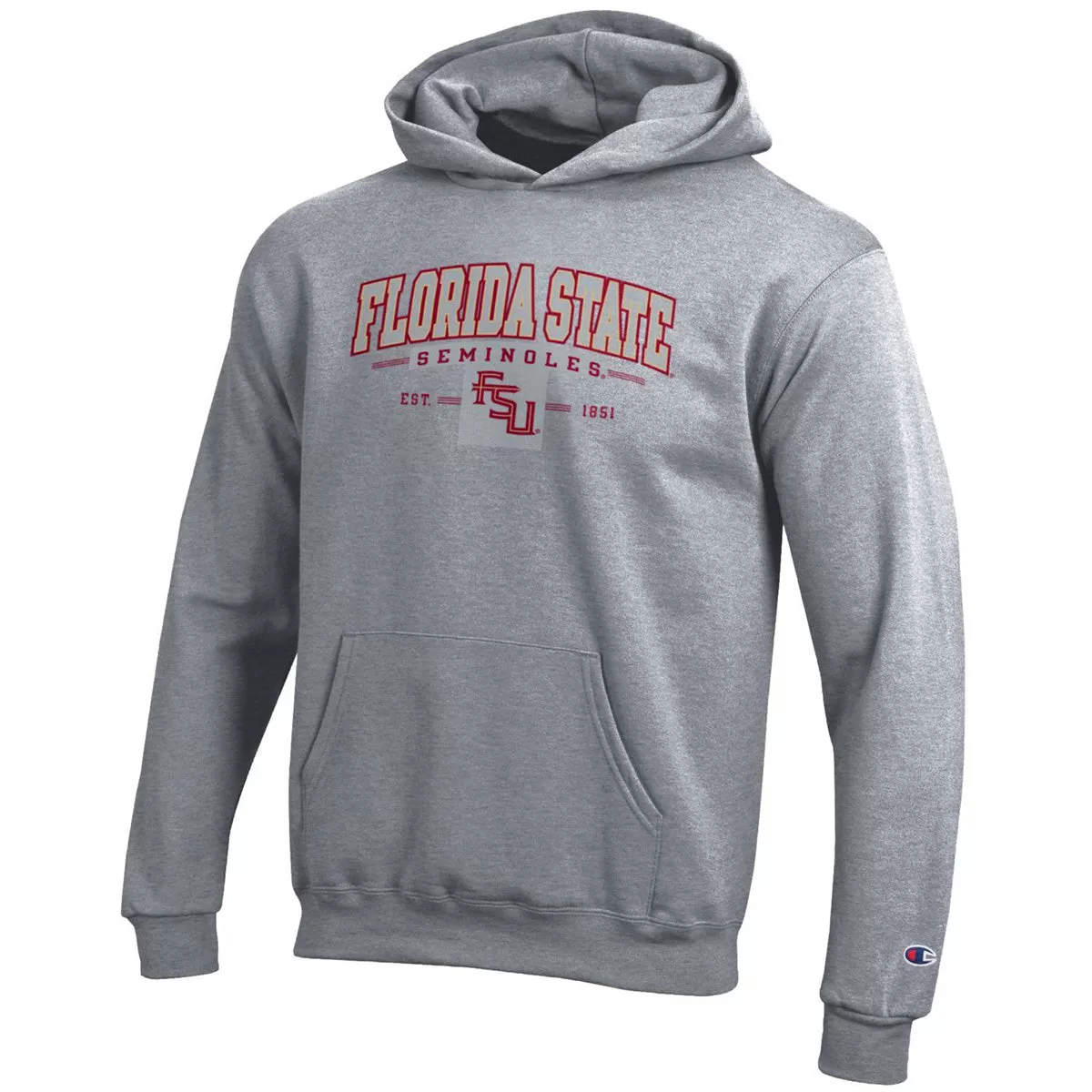 Champion Youth Florida State Seminoles Stacked FSU Design Hoodie - Heather Grey