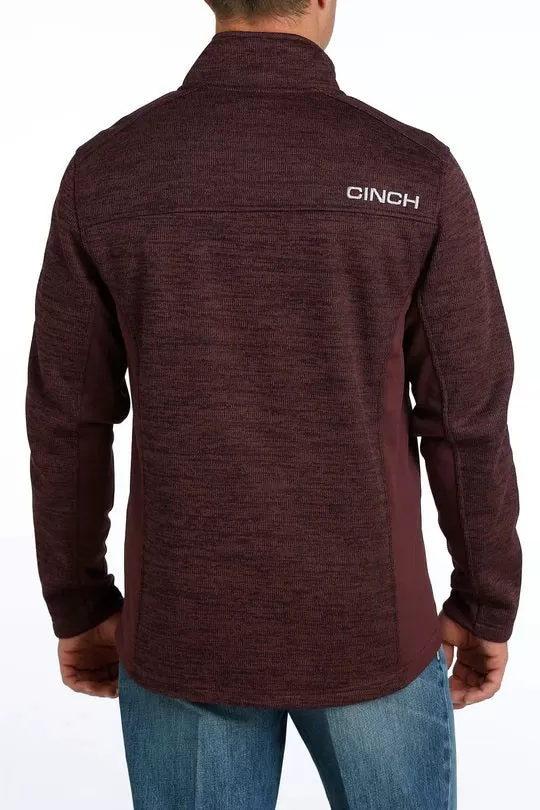 'Cinch' Men's Sweater Knit Full Zip - Burgundy