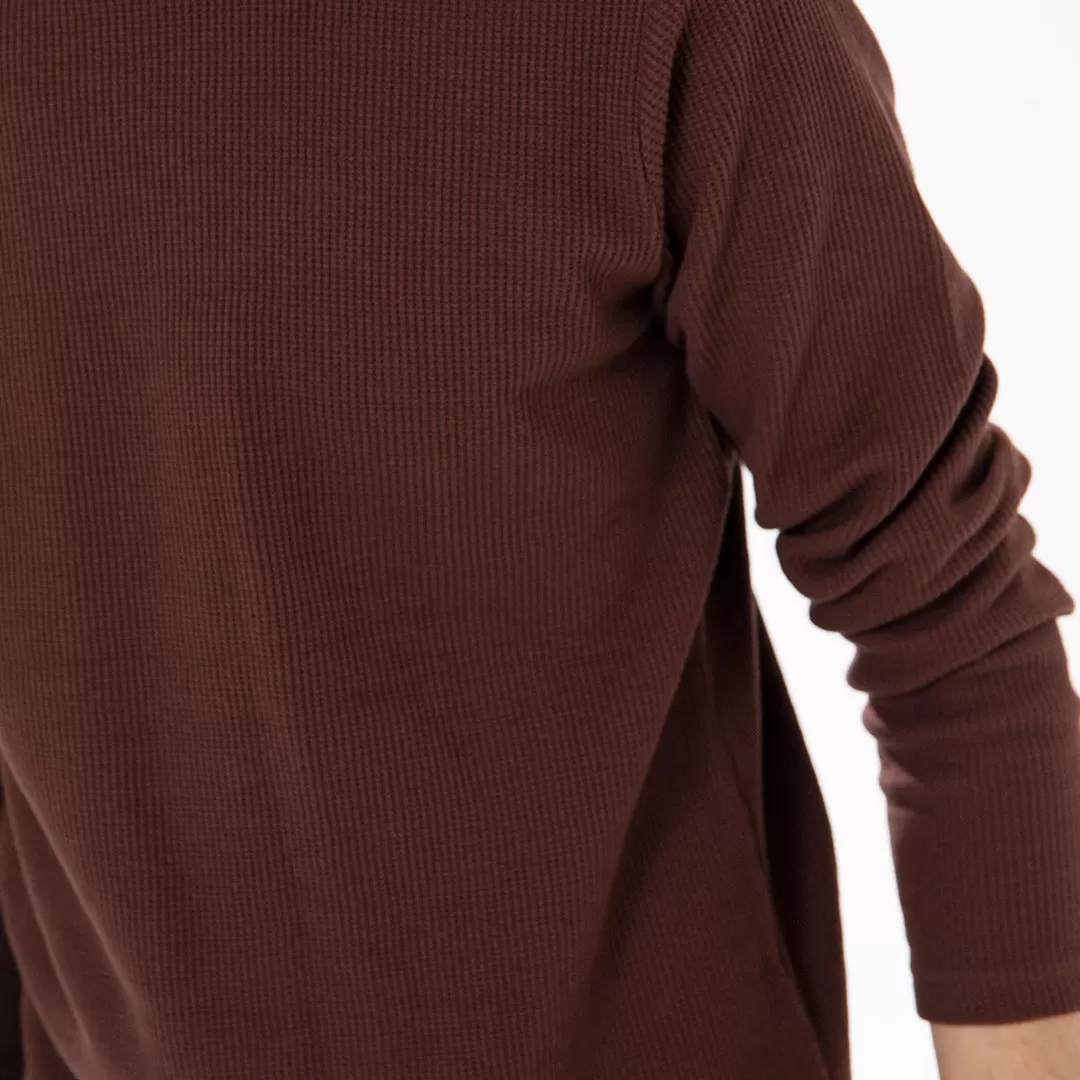 Classic Fit Waffle-Knit Long Sleeve Shirt Brown