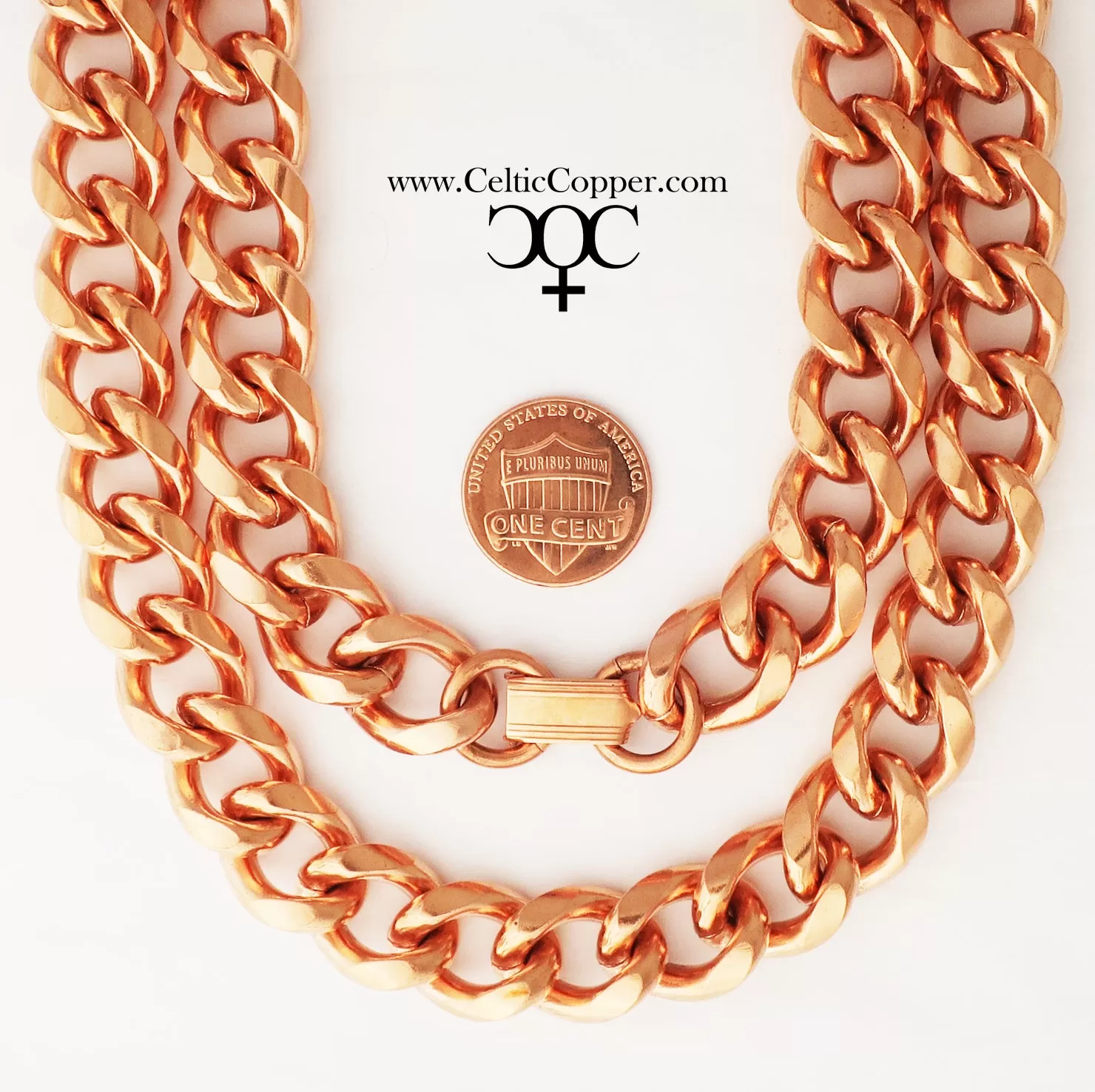 Copper Necklace Chain Set For Men Heavy Duty 24 Curb Chain Necklace And Matching Bracelet SET7924