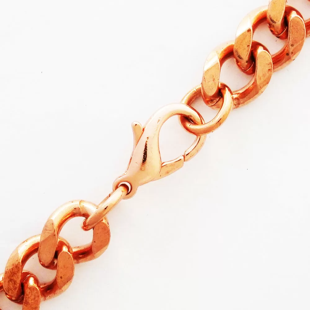 Copper Necklace Chain Set For Men Heavy Duty 24 Curb Chain Necklace And Matching Bracelet SET7924