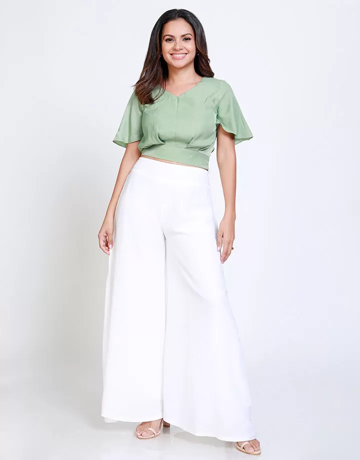 Crop Top with Flared Sleeves