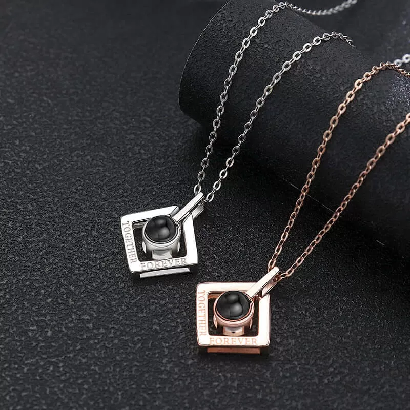 Customized Together Forever Projection Necklace with Picture inside