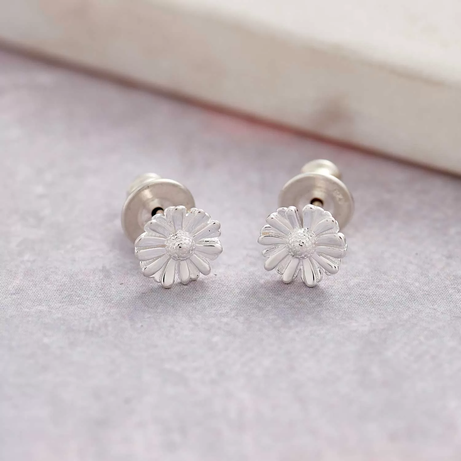 Daisy Tiny Silver Stud Earrings