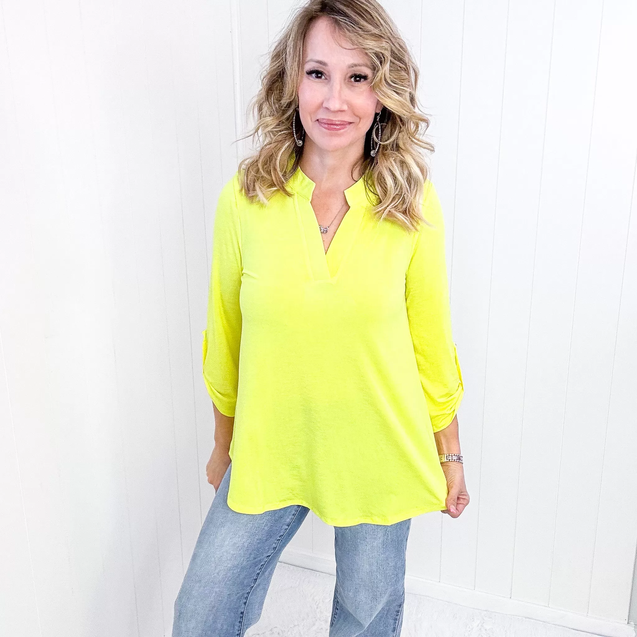 Dear Scarlett Lizzy Top in Neon Yellow