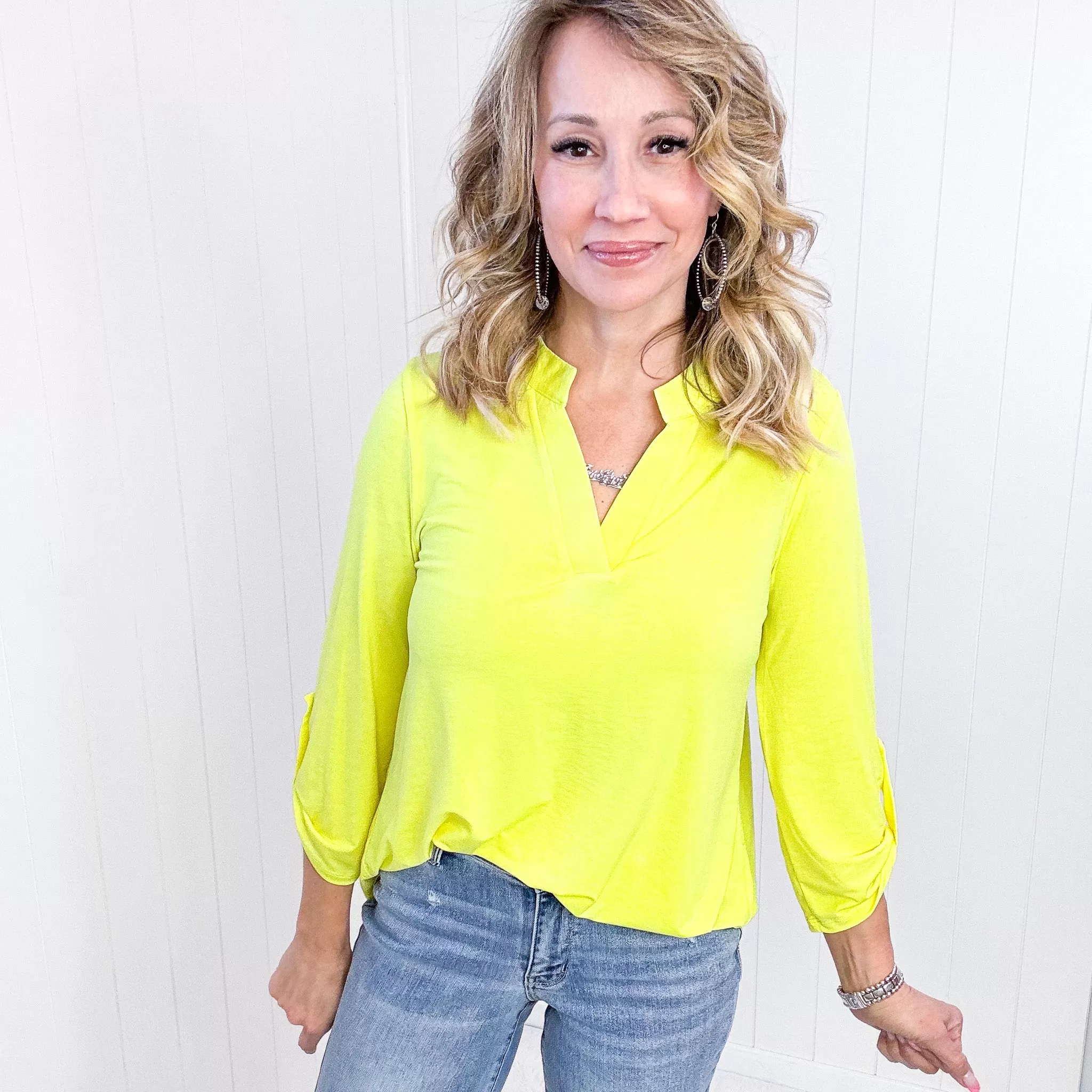 Dear Scarlett Lizzy Top in Neon Yellow