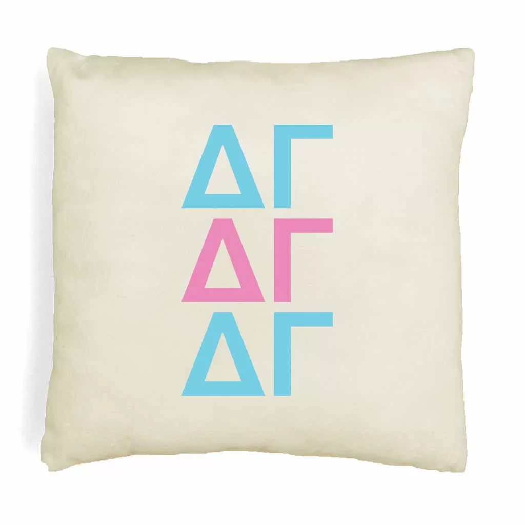 Delta Gamma Throw Pillow Cover with Greek Letters