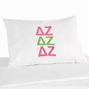 Delta Zeta Sorority Letters in Sorority Colors Pillowcase