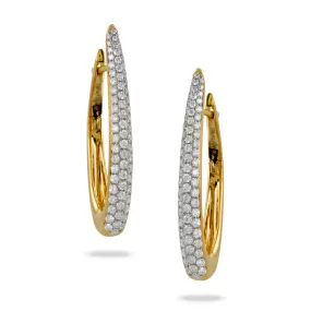 Doves 18K Yellow Gold Diamond Oval Hoop Earrings