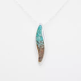 Dune Jewelry Ocean Current Necklace - .925 Sterling Silver with Natural Turquoise and Blue Ridge Mountain Elements - Made in the USA