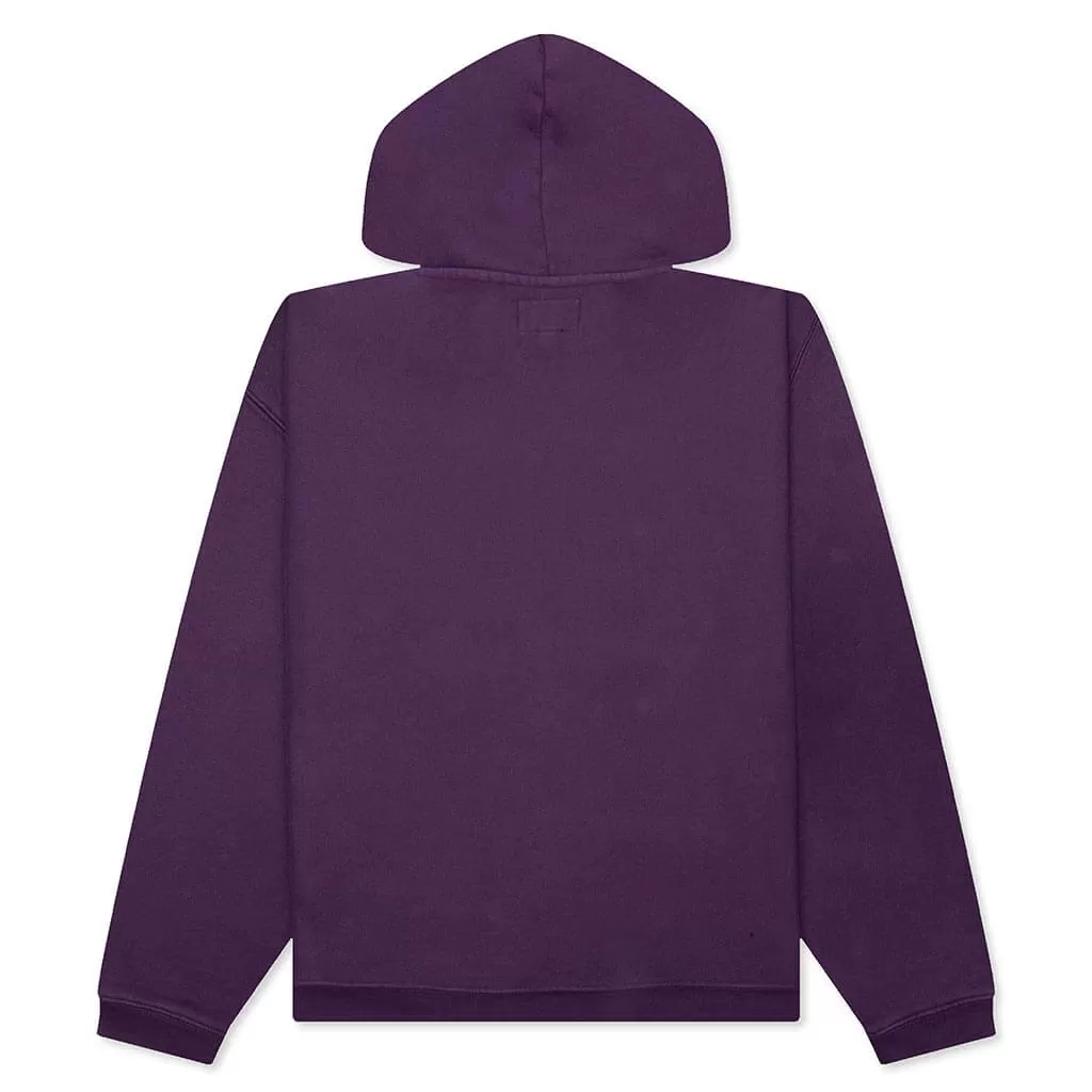 Embroidered Relaxed Hoodie - Purple