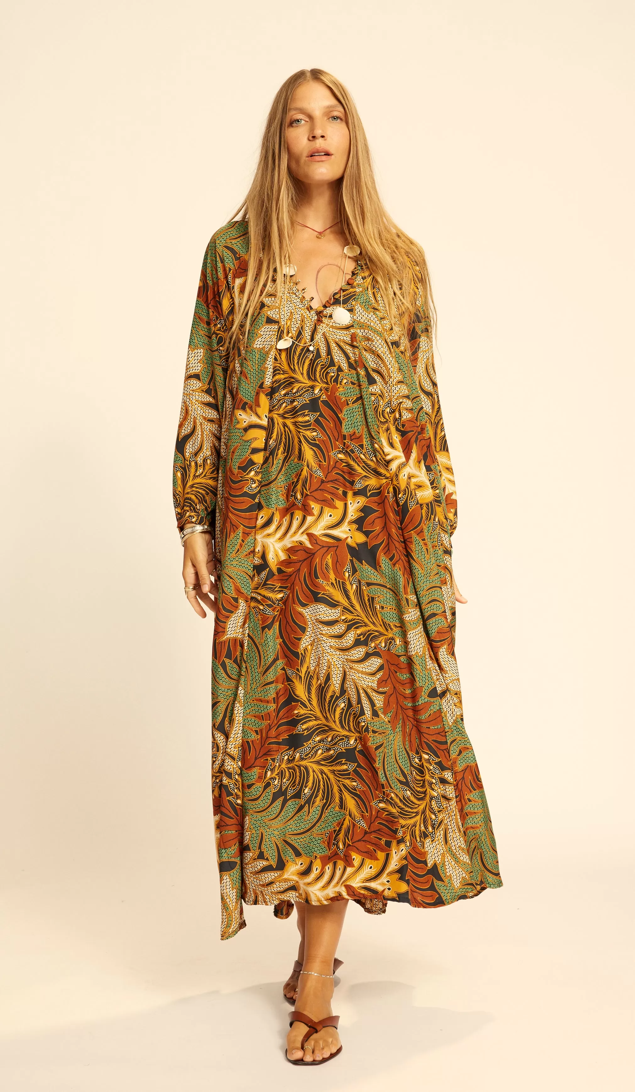 Fiore Maxi Dress | Jungle Print Moss Green