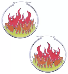 Flames Stainless Steel Plug Hoops