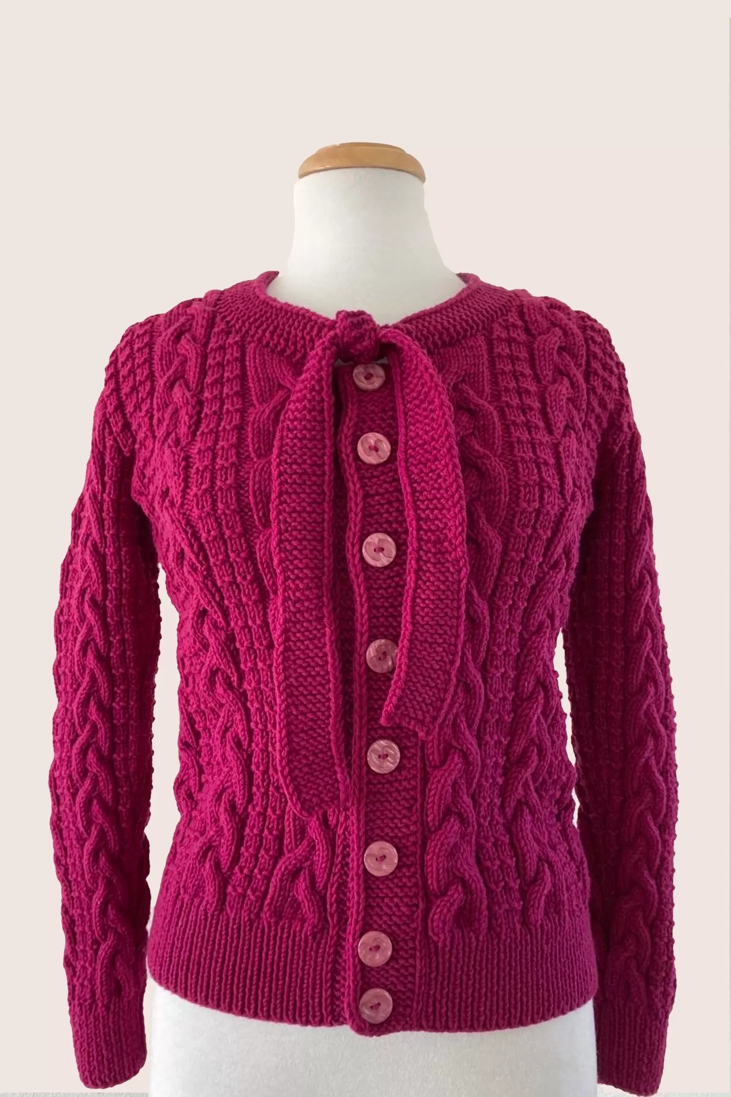 Fuchsia Bow Tie Cardigan