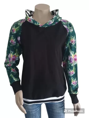 Green Floral Stripe Hoody