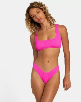 Grooves Texture Bralette Bikini Top - Fluro Pink