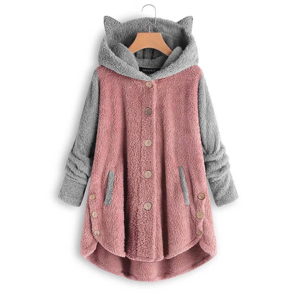 Harajuku Kitty Cat Fleece Hoodie