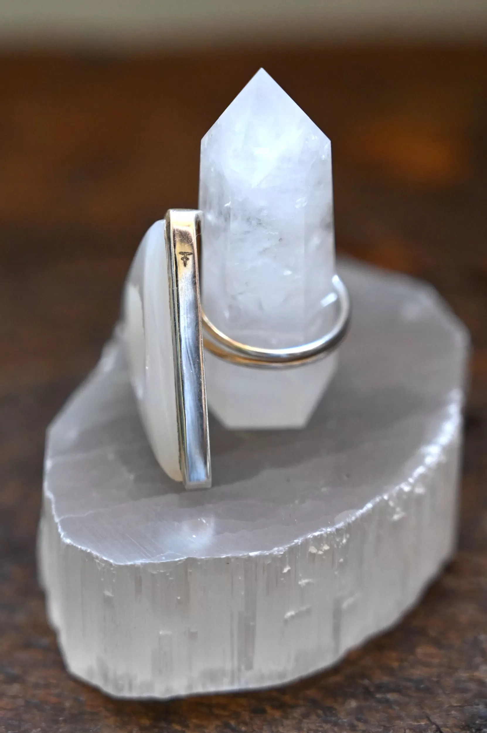 I Am Transforming White Agate Ring