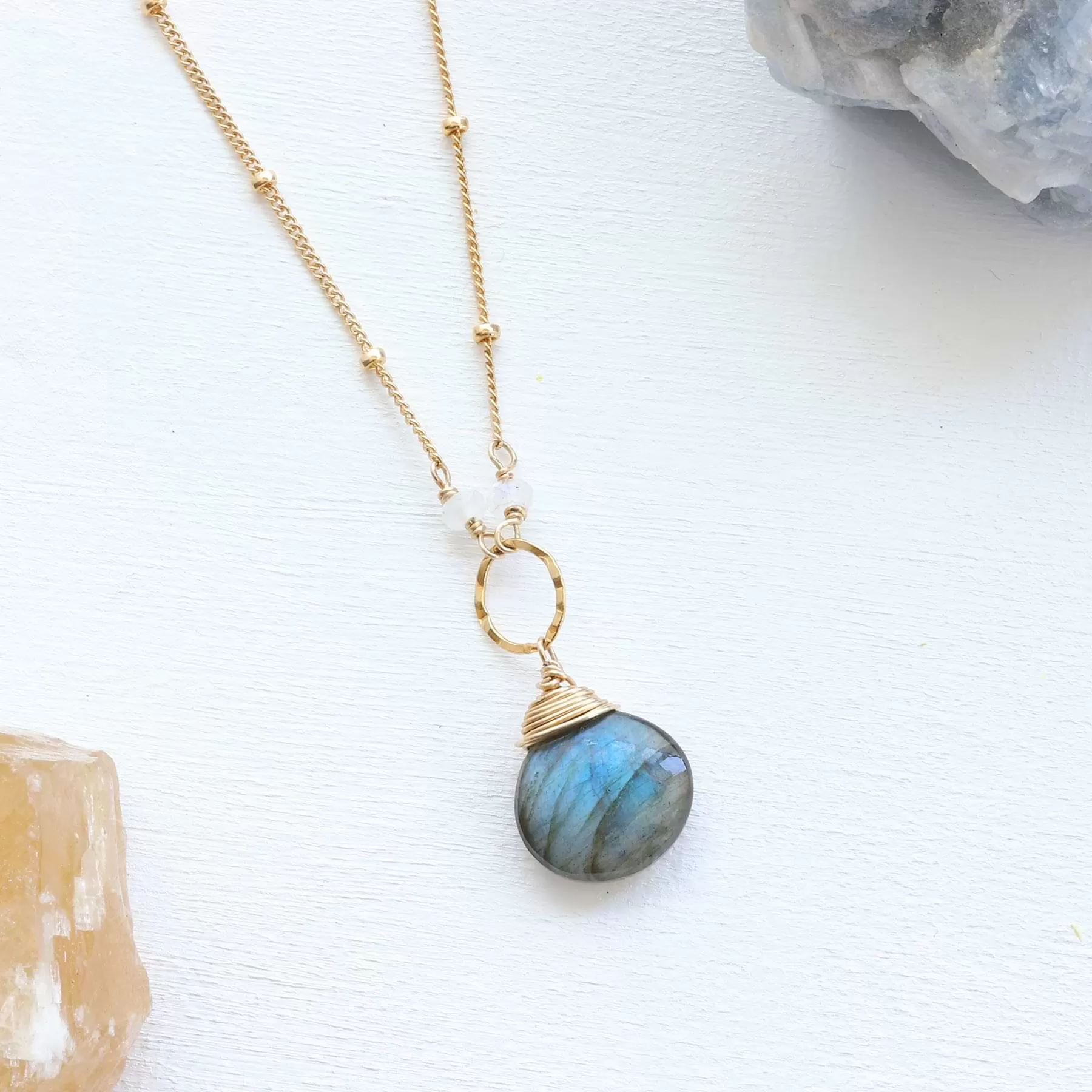 Journey - Flash Labradorite Delicate Gold Necklace