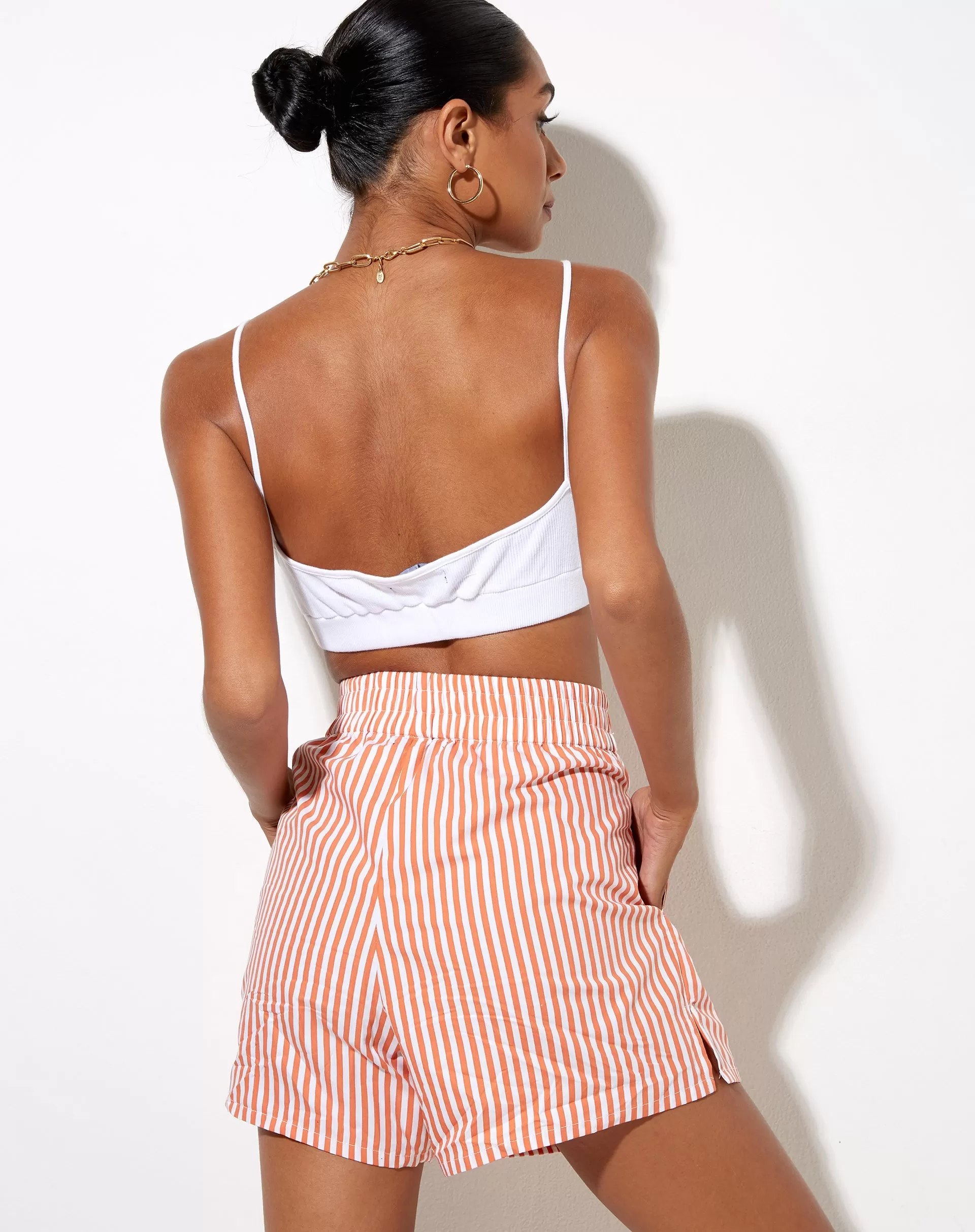 Lala Shorts in Vertical Stripe Orange