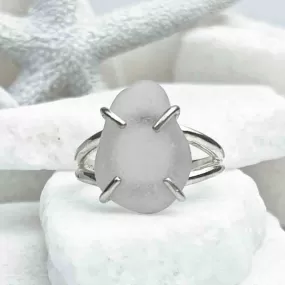 Lovely Frosted Sun Purple Sea Glass Ring in Sterling Silver Size 9 | #1817