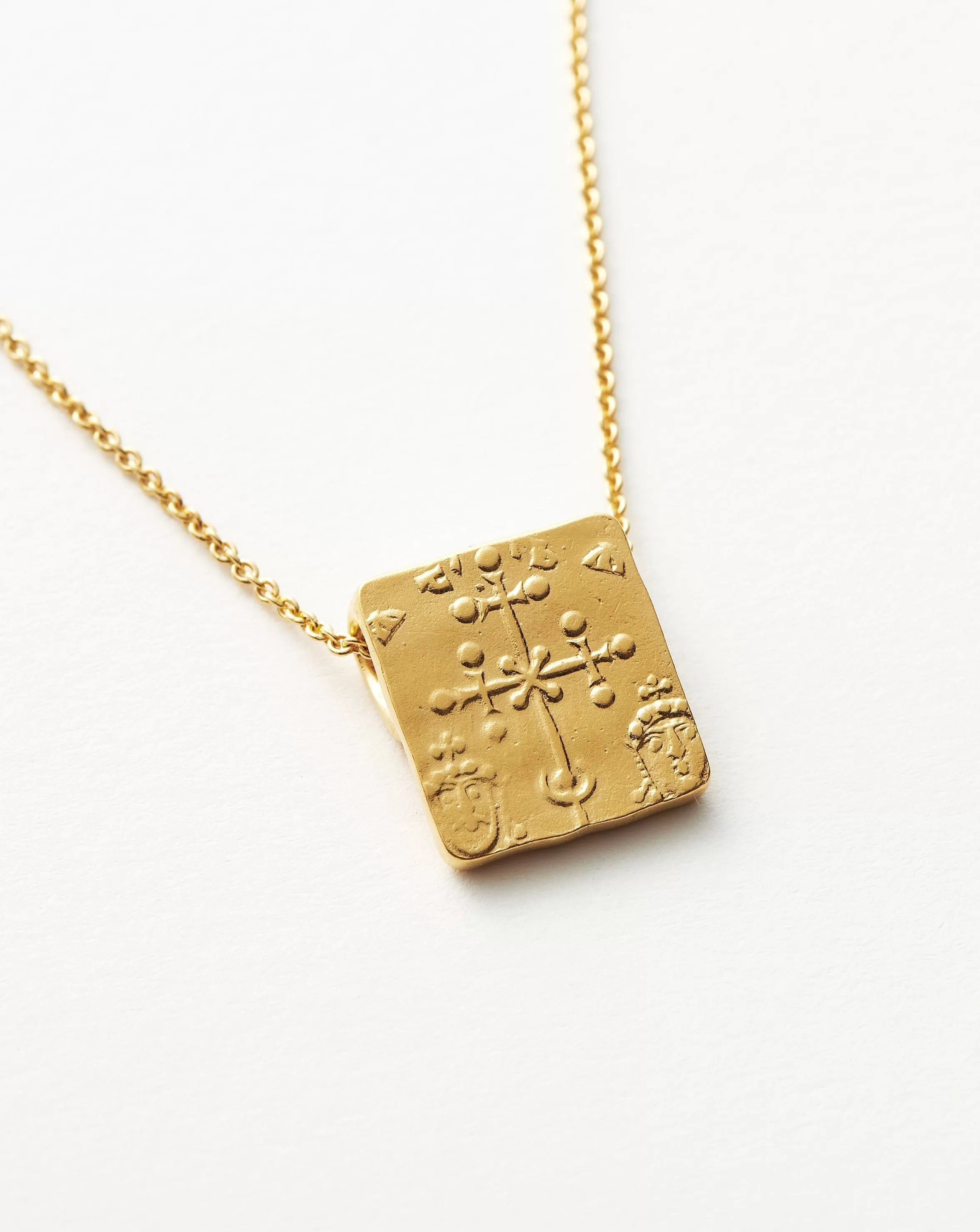 Lucy Williams Byzantine Square Coin Pendant Necklace | 18ct Gold Plated Vermeil