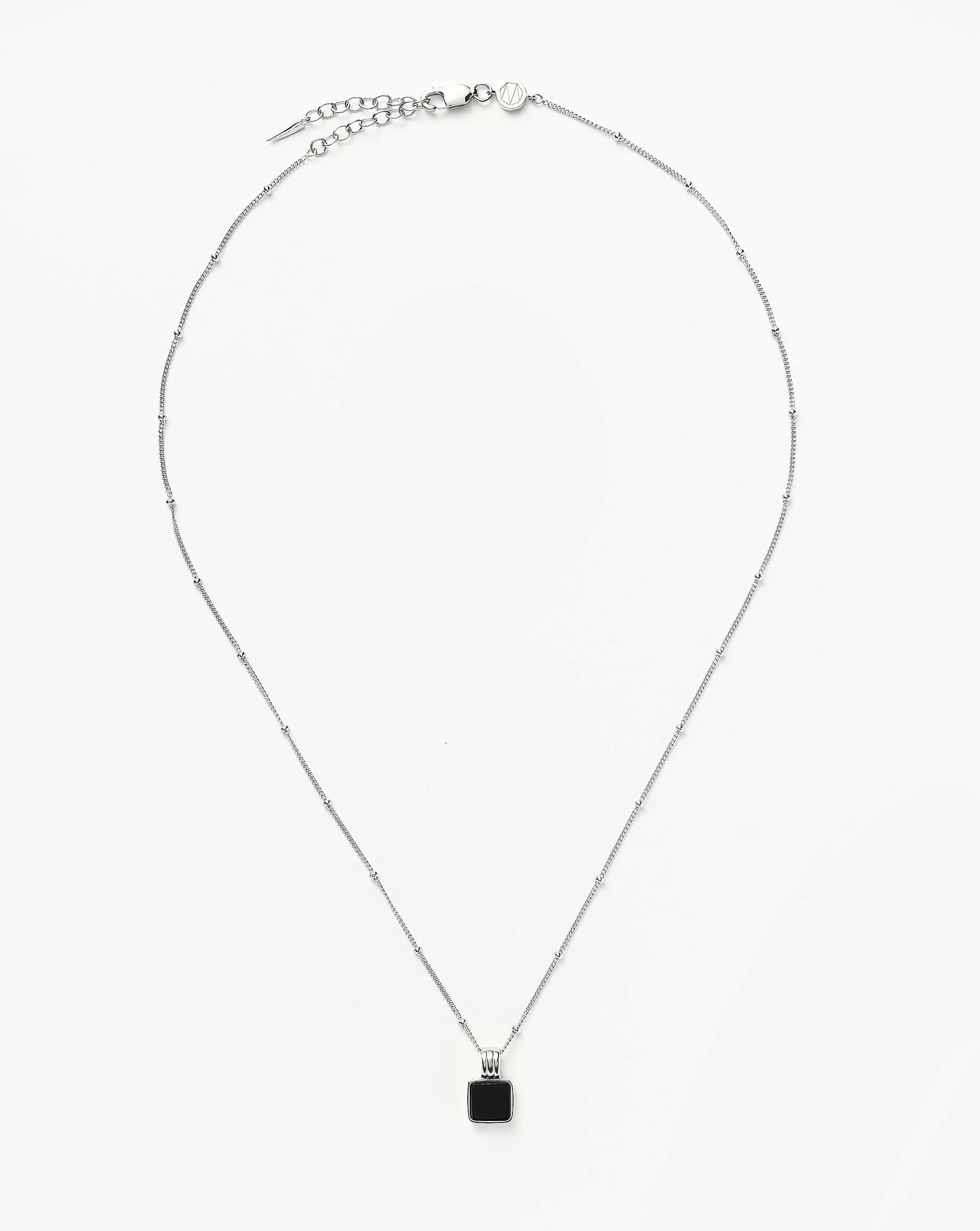 Lucy Williams Square Onyx Gemstone Necklace | Sterling Silver/Black Onyx