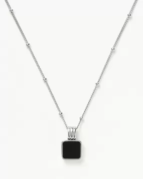 Lucy Williams Square Onyx Gemstone Necklace | Sterling Silver/Black Onyx