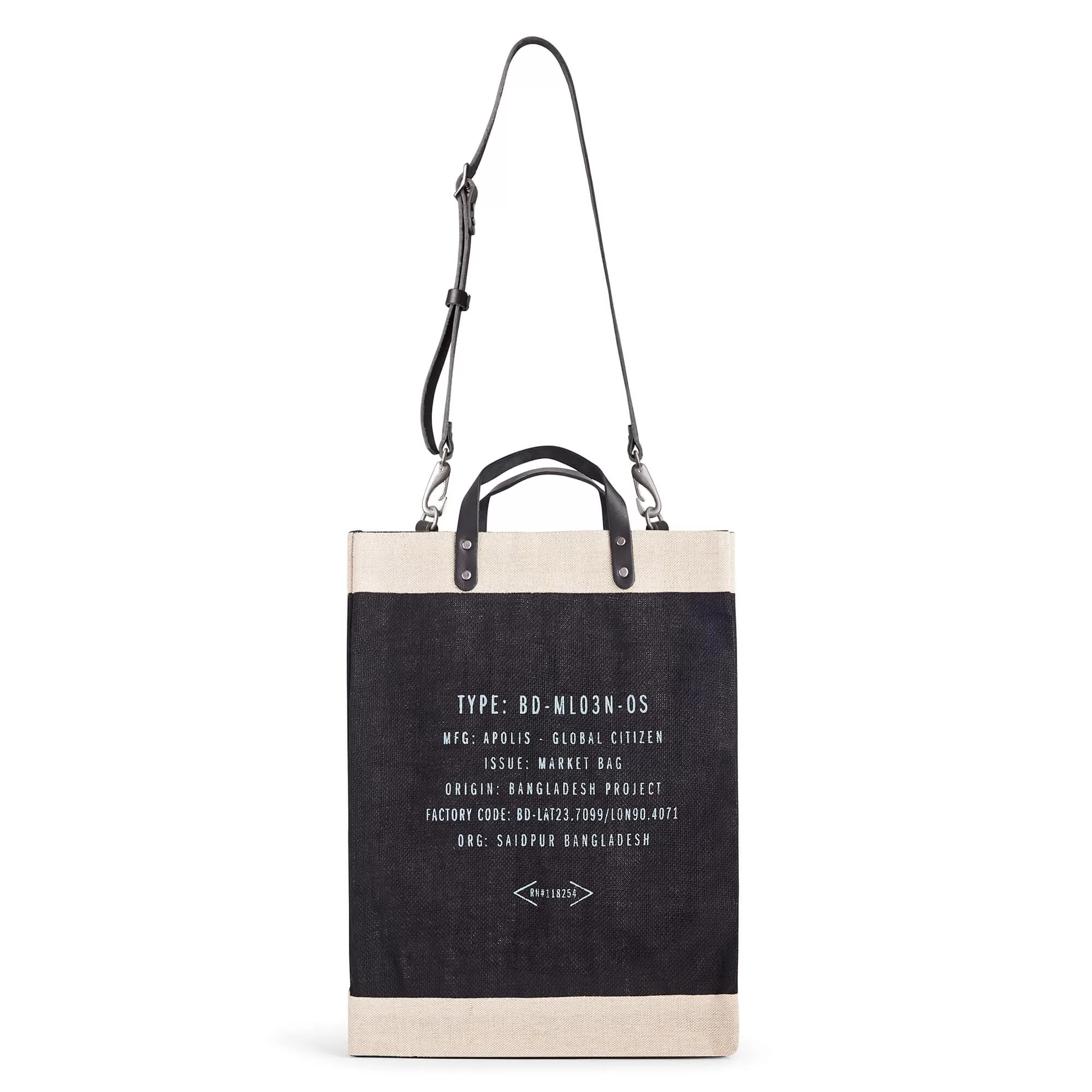 Market Bag in Black with Black Strap